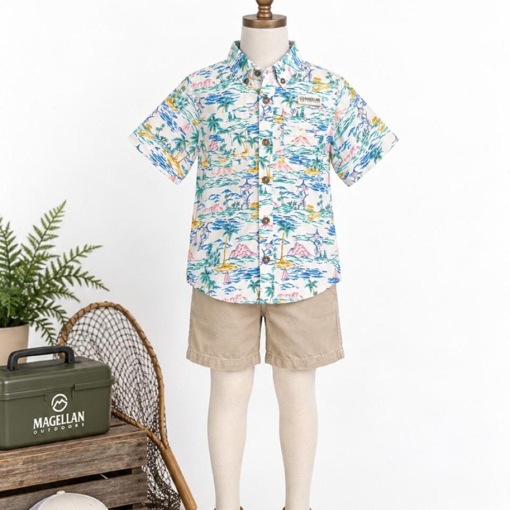 Magellan Outdoors Boys' Tropical Fishing Shirt Size 5/6